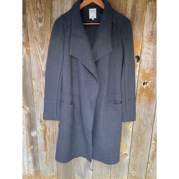 COPY - ZARA wool black long open front jacket/coat - Picture 2 of 6